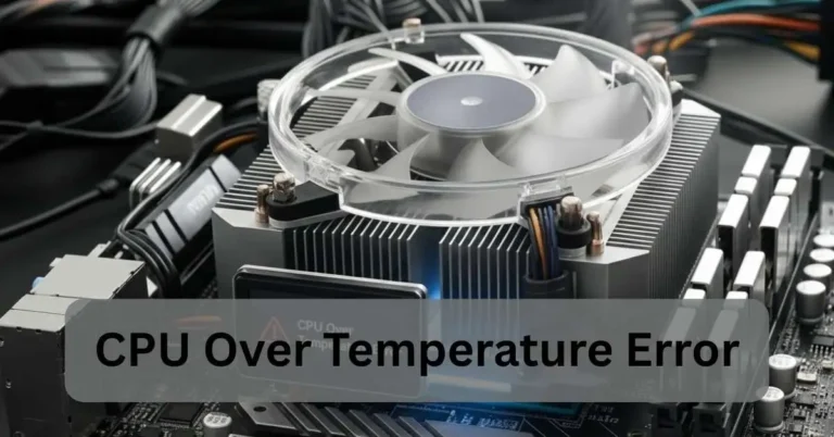 CPU Over Temperature Error alert on a computer showing the cooling fan and heatsink overheating issue.